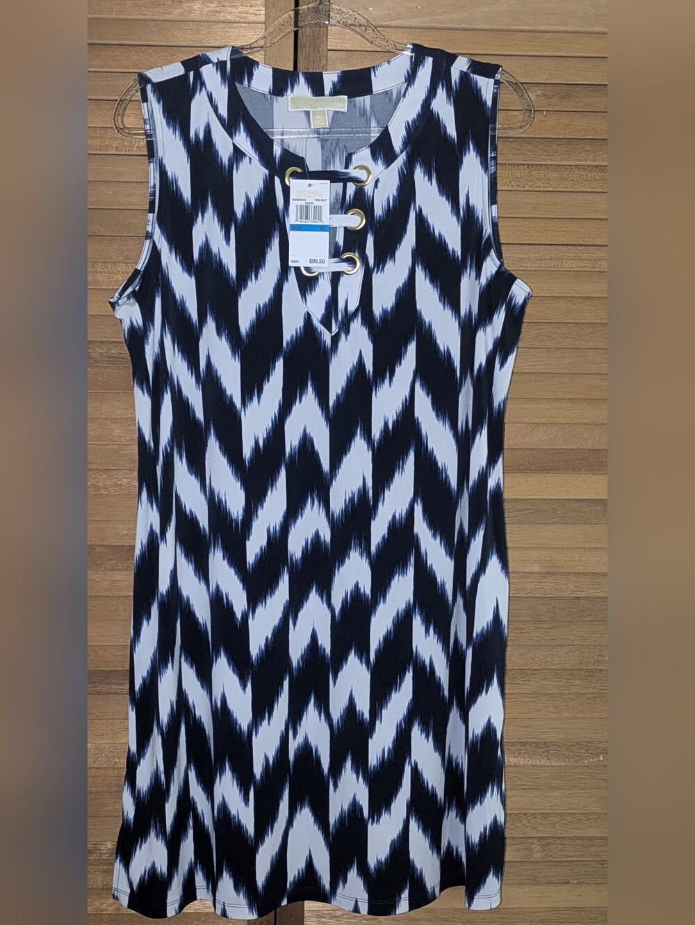 MICHAEL Michael Kors Blue and White Ikat Grommet Shift Mini Dress NWT